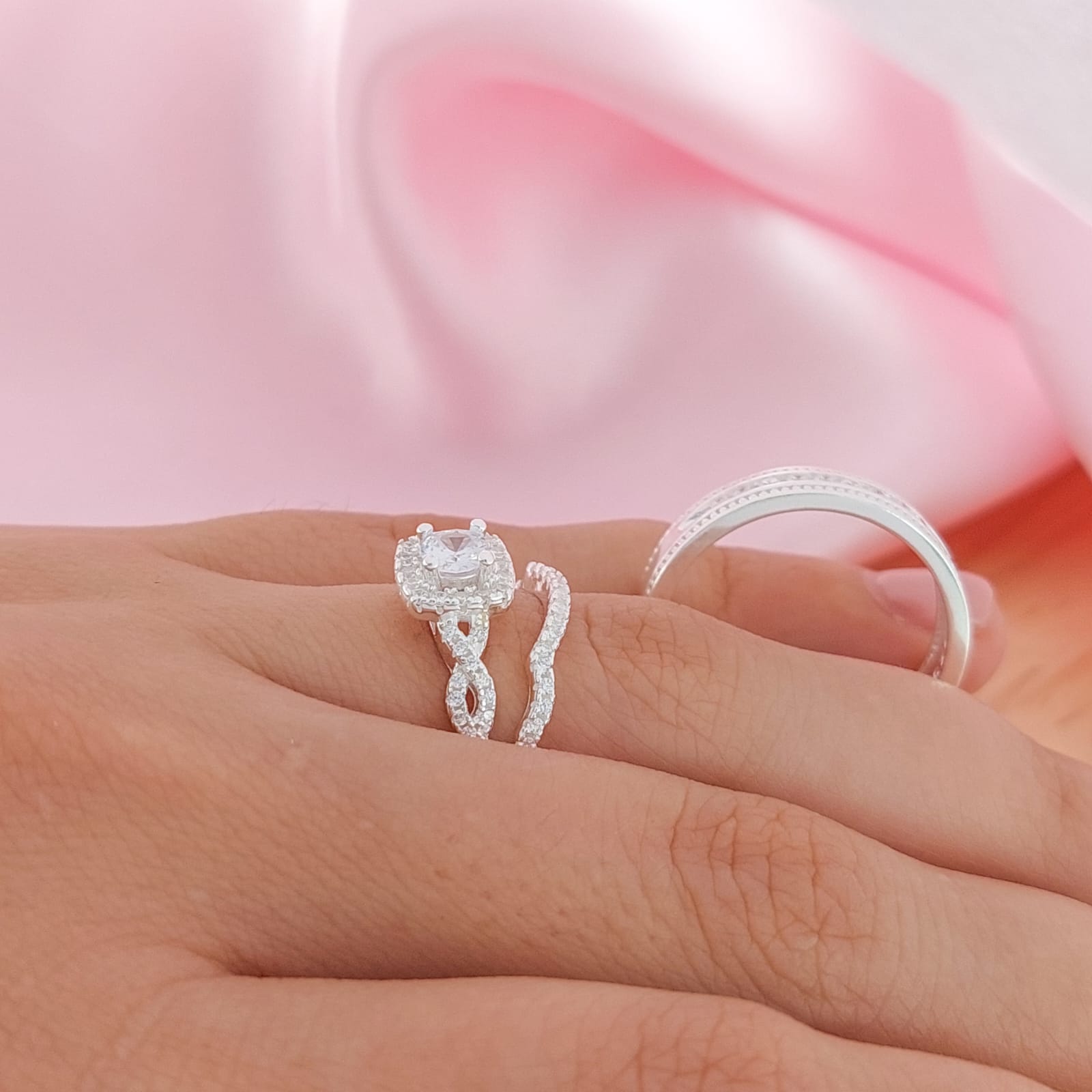 Anillos Tríos Matrimonio Plata 925 24745x