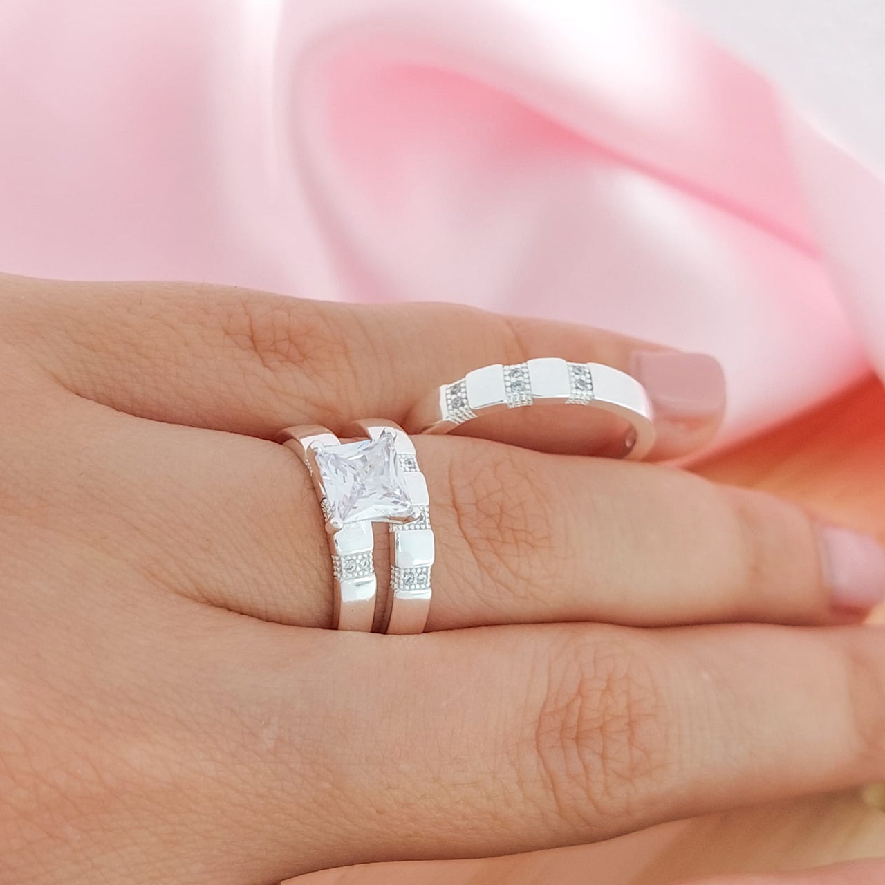 Anillos Tríos Matrimonio Plata 925 24743x