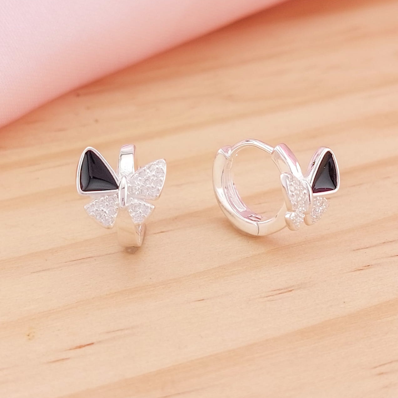 Huggies Aretes Dama Negro Plata 925 210000023929