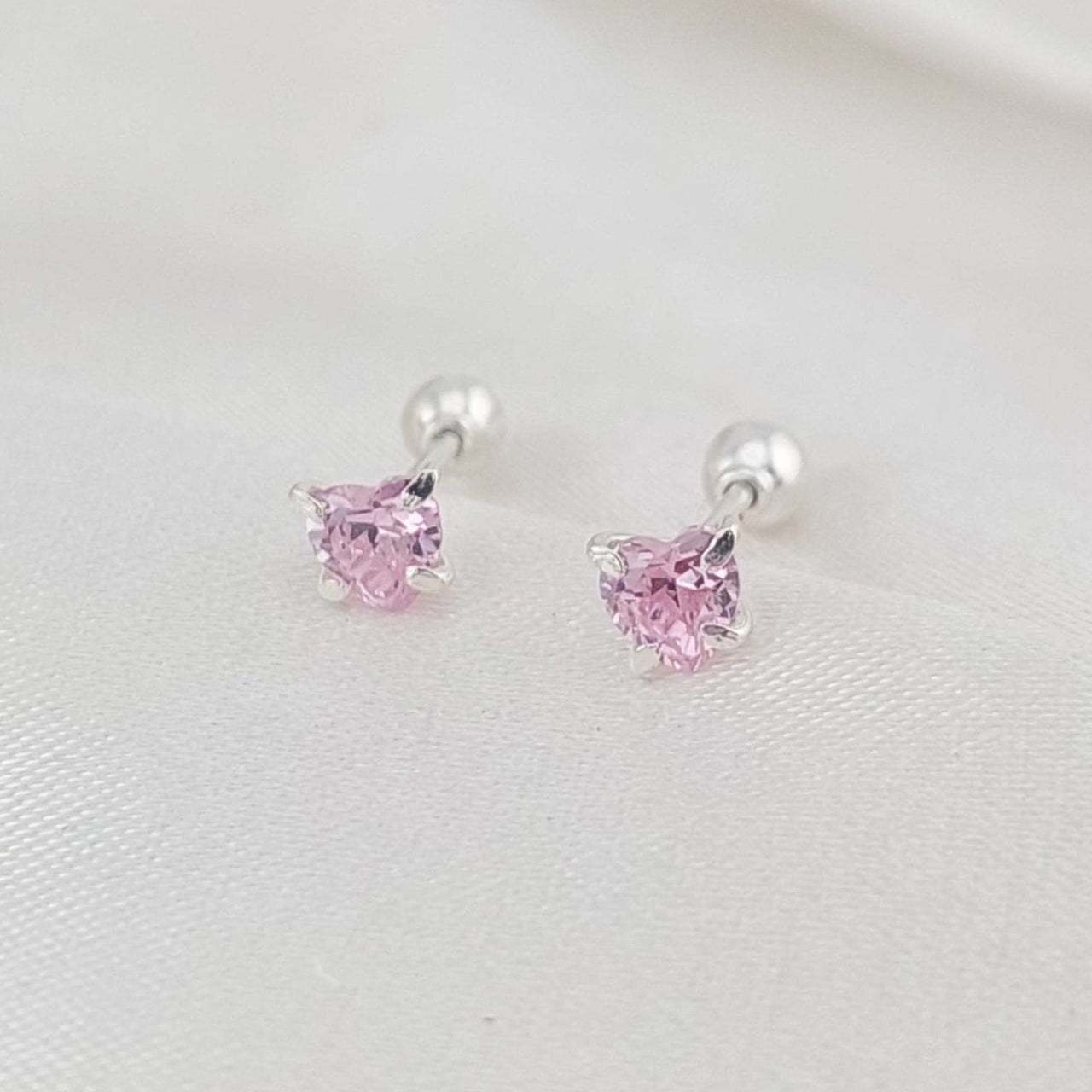 Dormilones Piedra Corazón 5mm Plata 925 25137