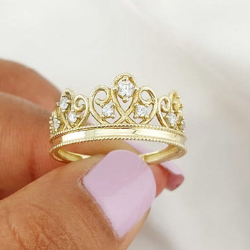 Anillo Corona Dama Oro 10k 2.8g Italia 20980