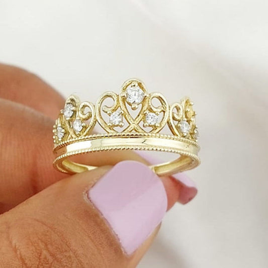 Anillo Corona Dama Oro 10k 2.8g Italia 20980