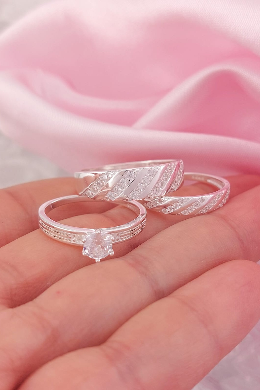 Anillos Tríos Matrimonio Plata 925 25665