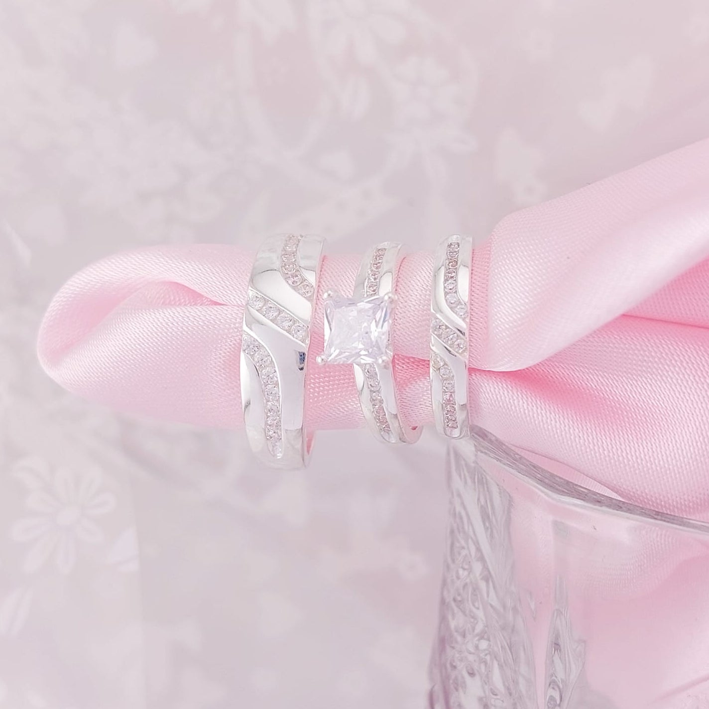 Anillos Tríos Matrimonio Plata 925 25660