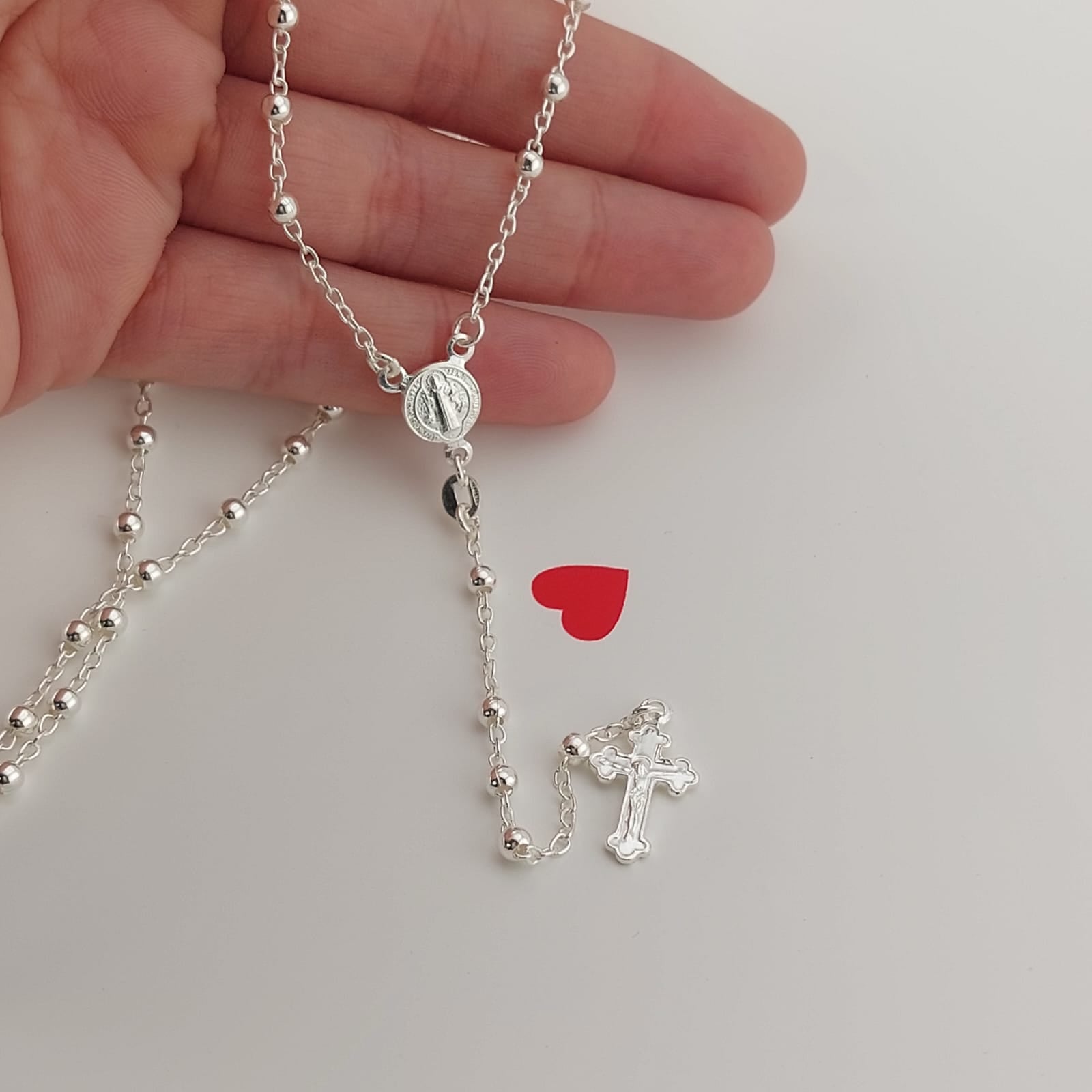 Rosario San Benito Largo Bola 3mm Plata 925 25739