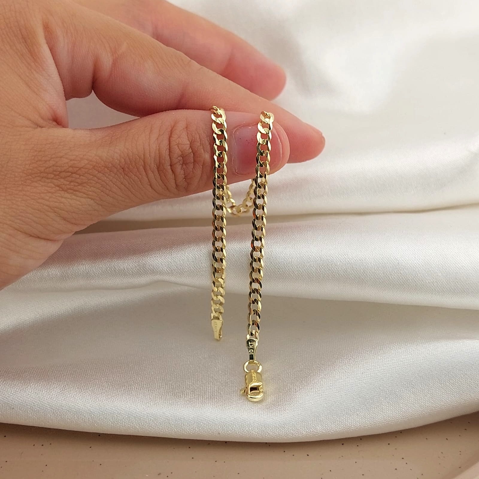 Pulsera Grumet Maciza 18cm X 3mm Oro 10k 25768