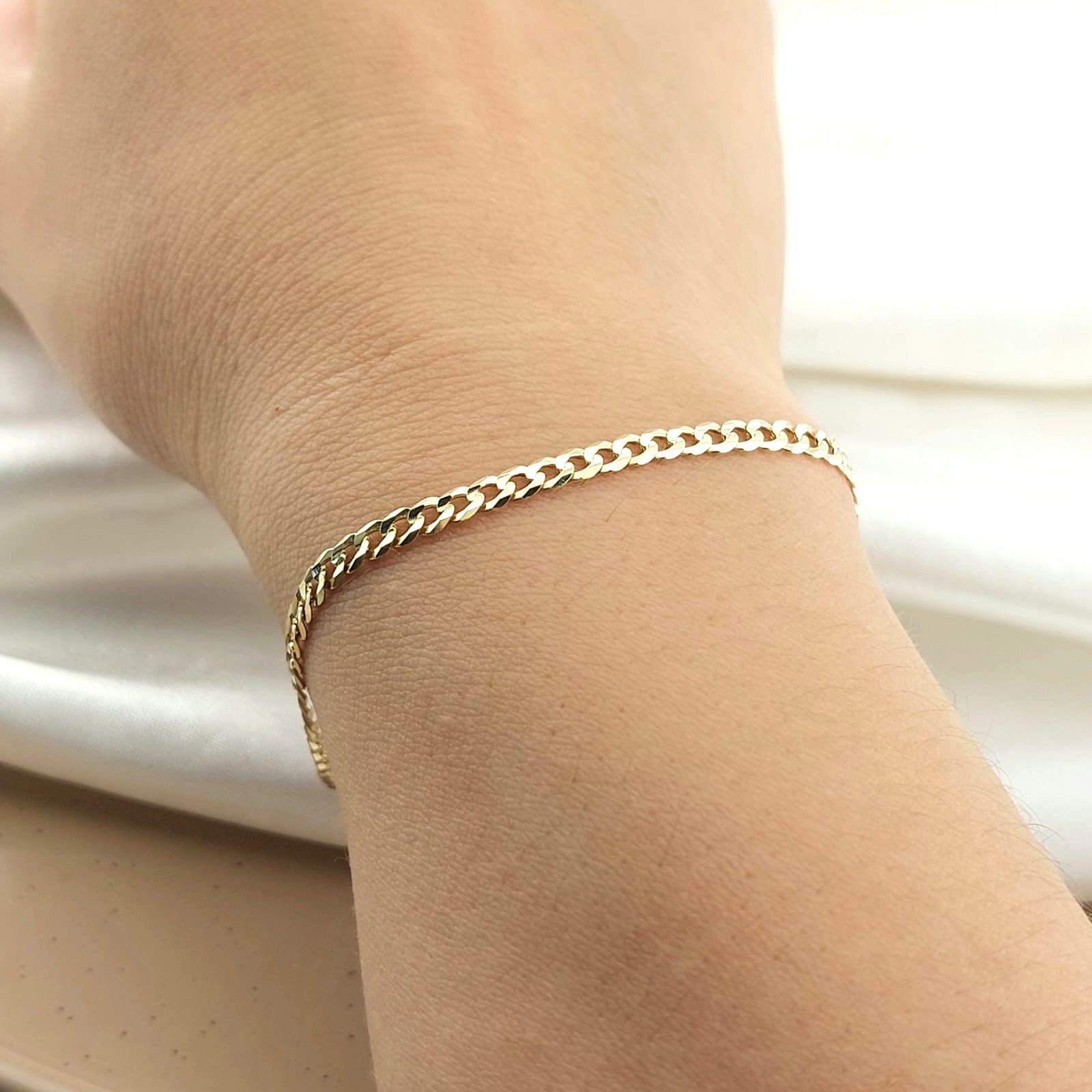 Pulsera Grumet Maciza 18cm X 3mm Oro 10k 25768