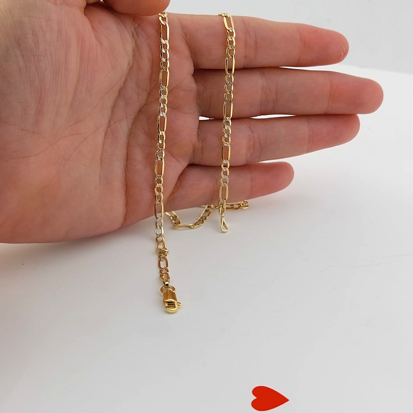 Cadena Figaro Diamantada 60cm/3mm Oro 10k Italia 25783