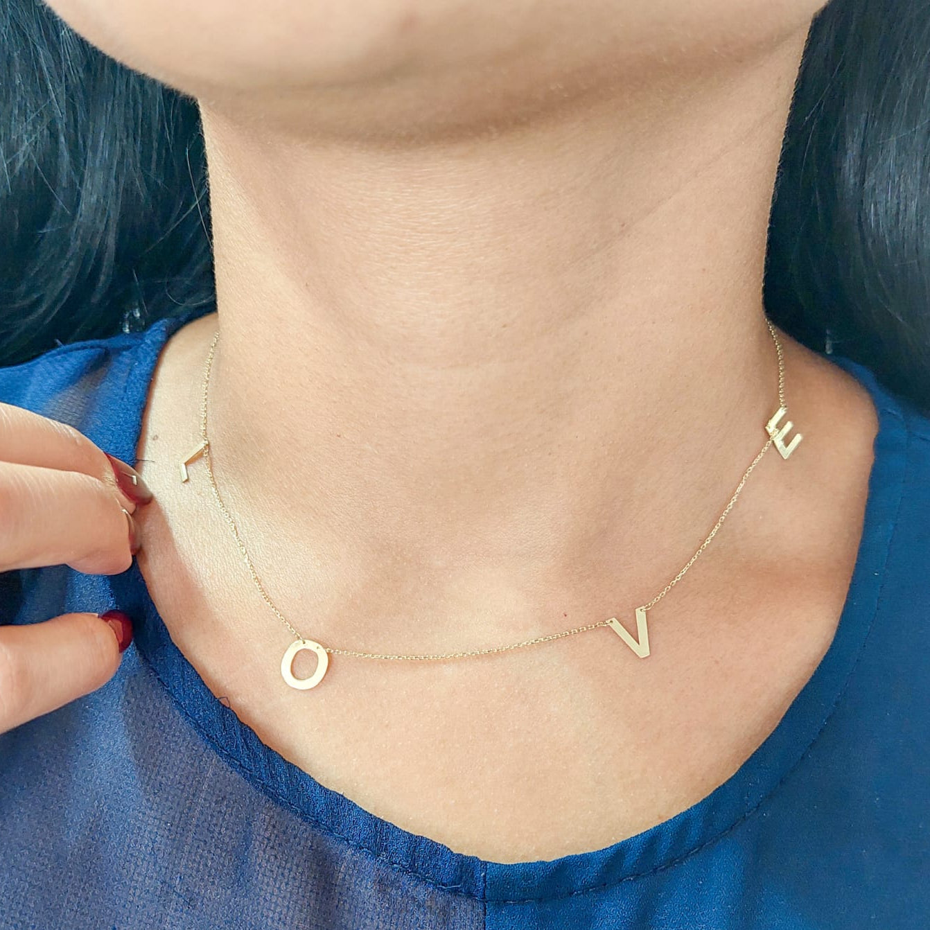 Collar LOVE Dama 43cm Oro 10K Italia 25795