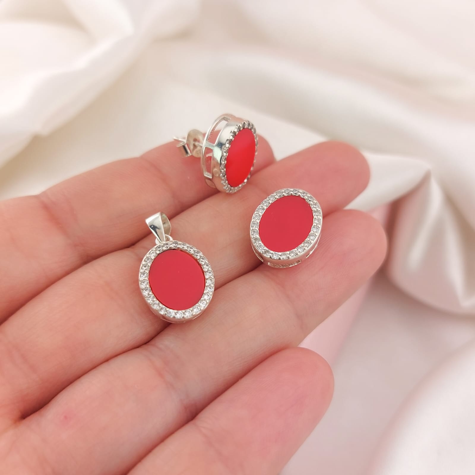 Juego Dama Rojo Plata 925 210000023879