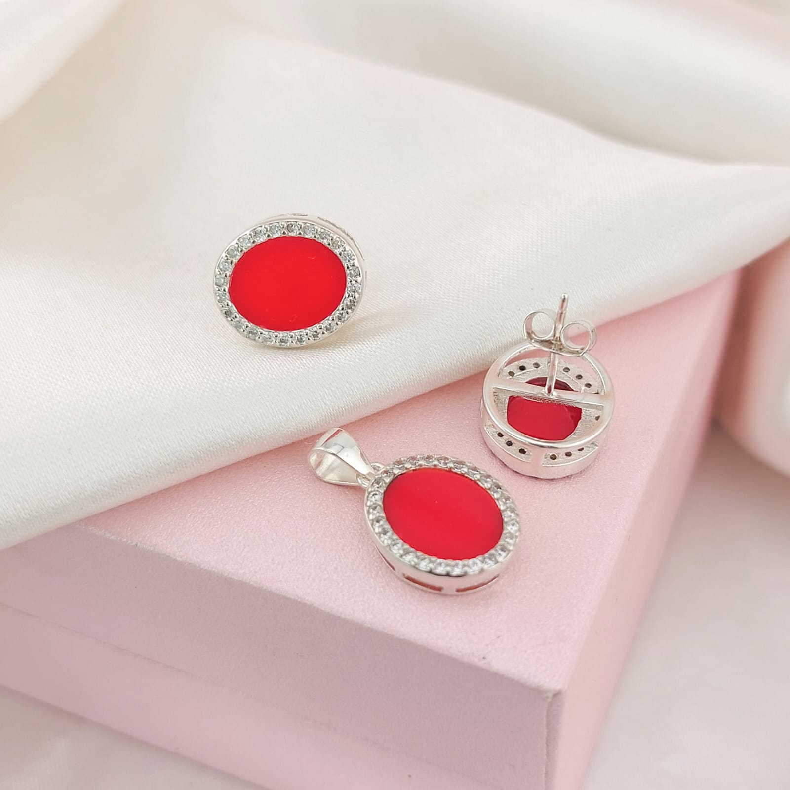 Juego Dama Rojo Plata 925 210000023879