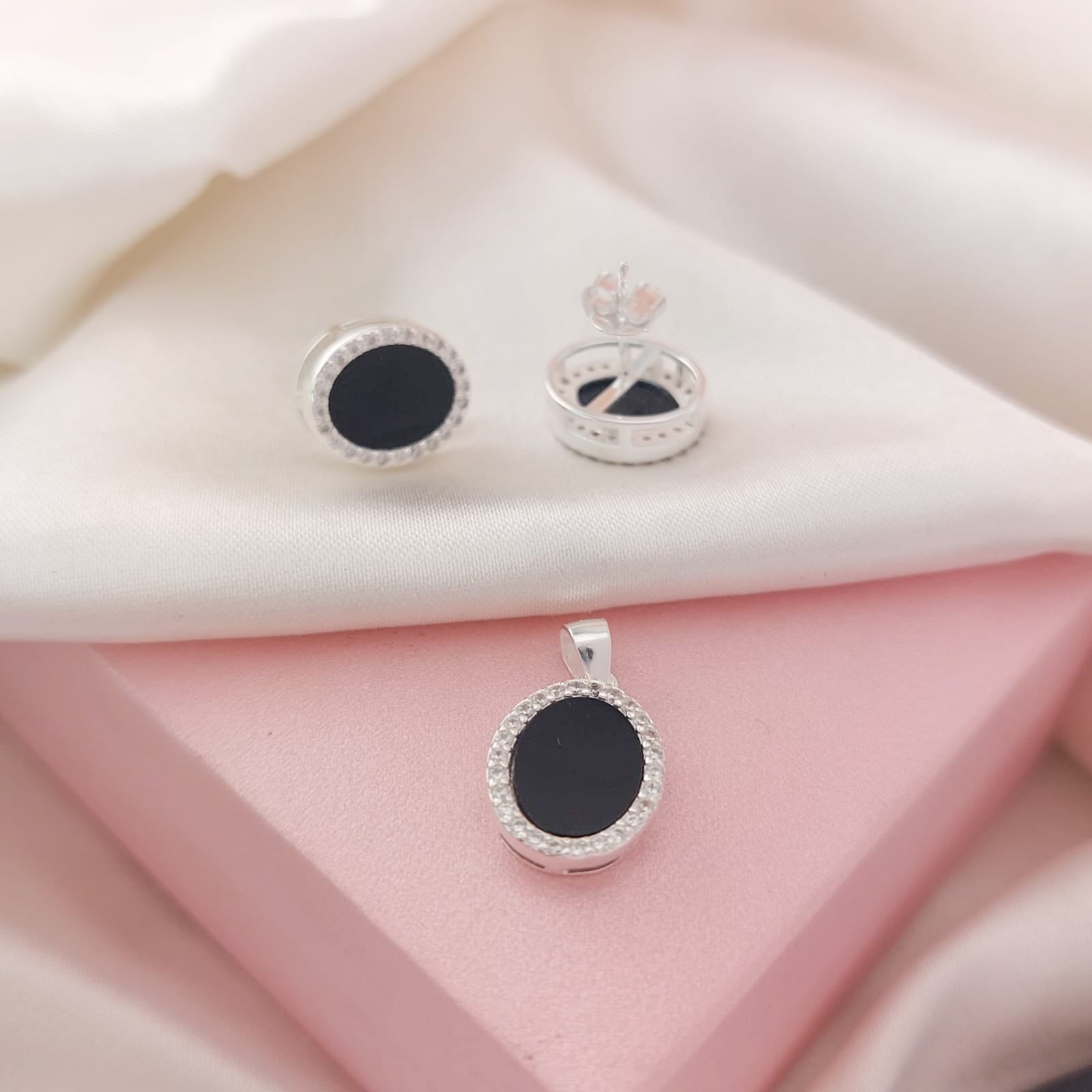 Juego Dama Negro Plata 925 23883