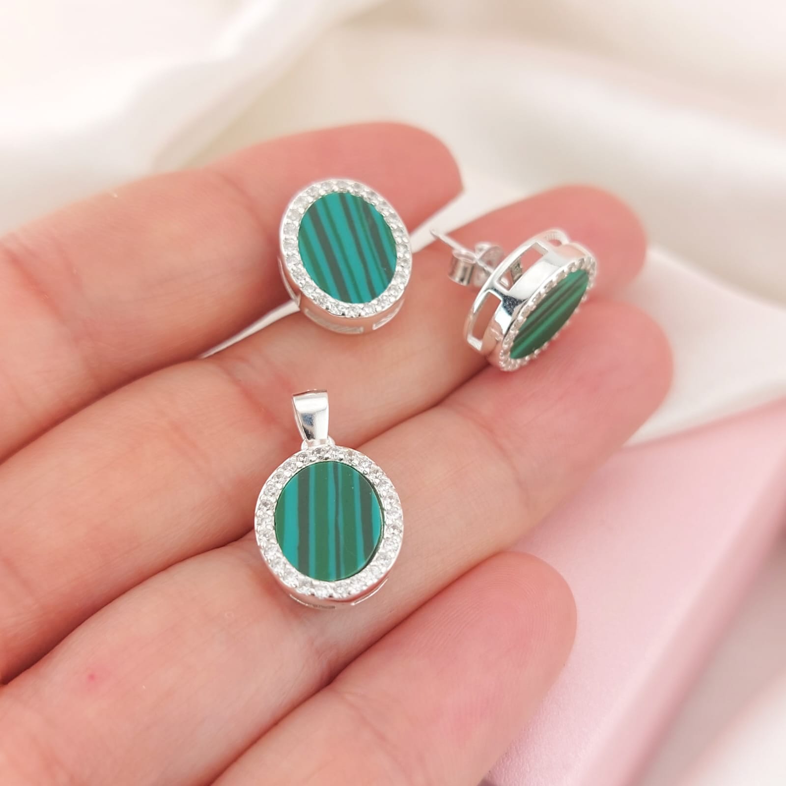 Juego Dama Verde Plata 925 23881