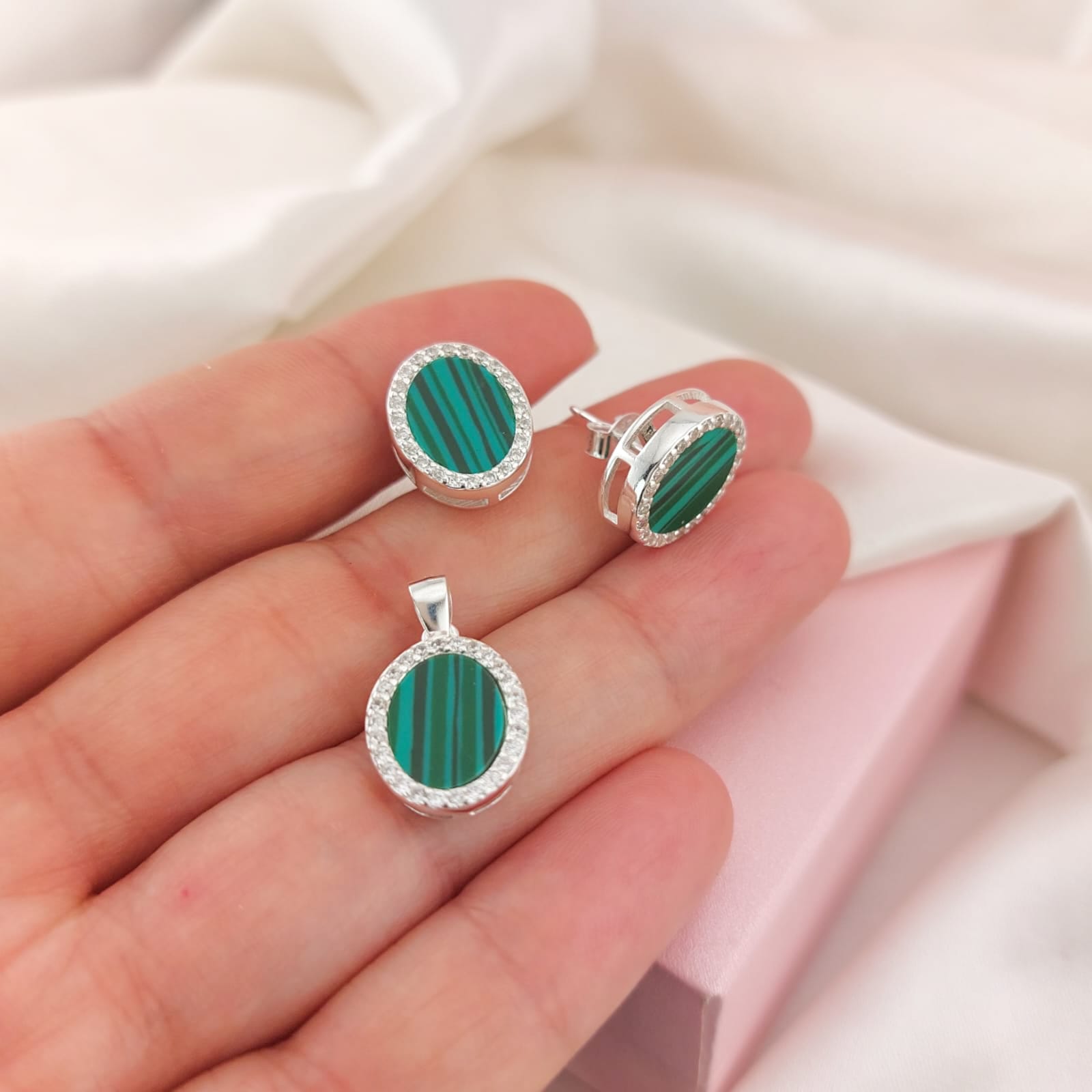 Juego Dama Verde Plata 925 23881