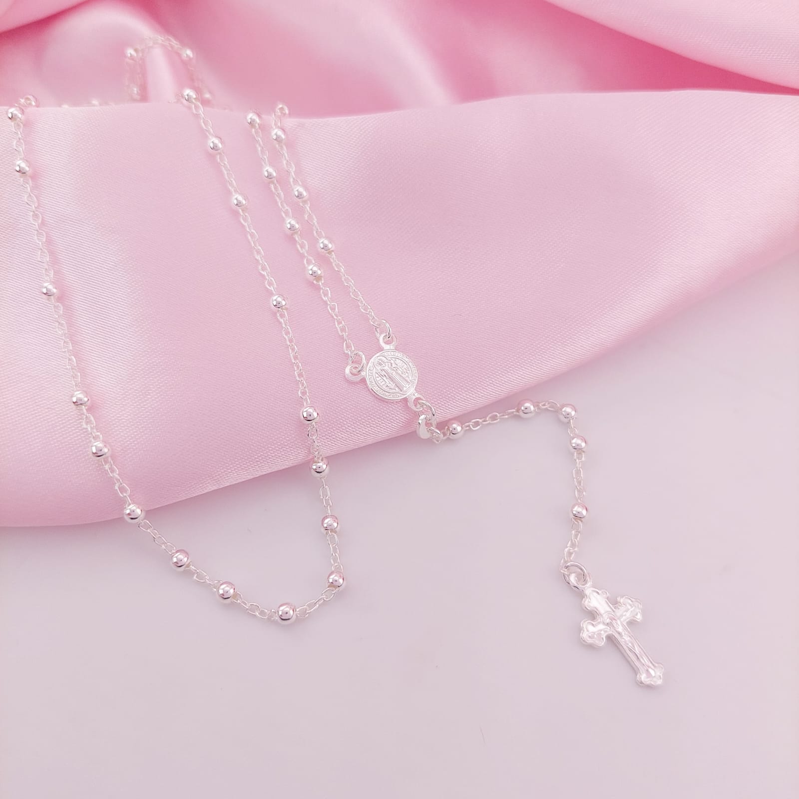 Rosario San Benito Largo Bola 3mm Plata 925 25739