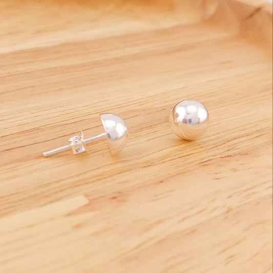 Aretes Media Bola 9mm Plata 925 25232