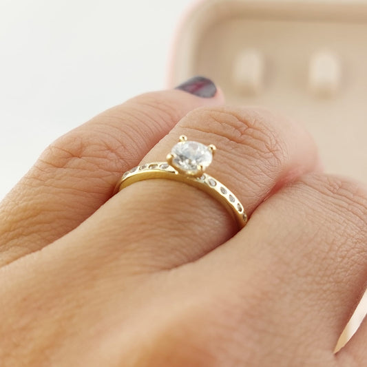 Anillo Compromiso Oro 10k 25172 Hecho Milena*