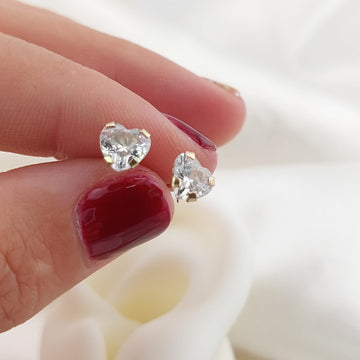 Dormilones Corazón Blanco 6mm Oro 10k 24817