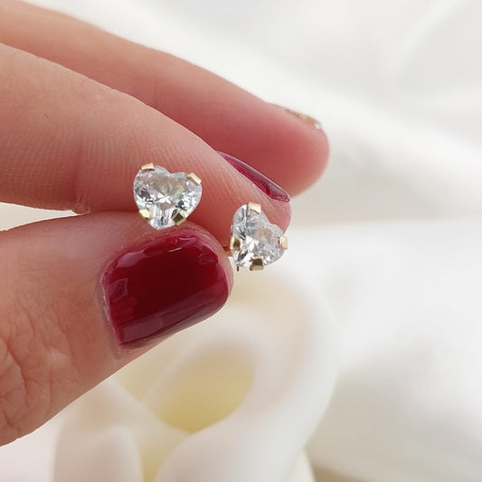 Dormilones Corazón Blanco 6mm Oro 10k 24817