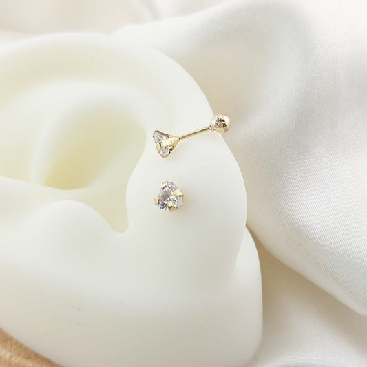 Dormilones Corazón Blanco 4mm Oro 10k 24816