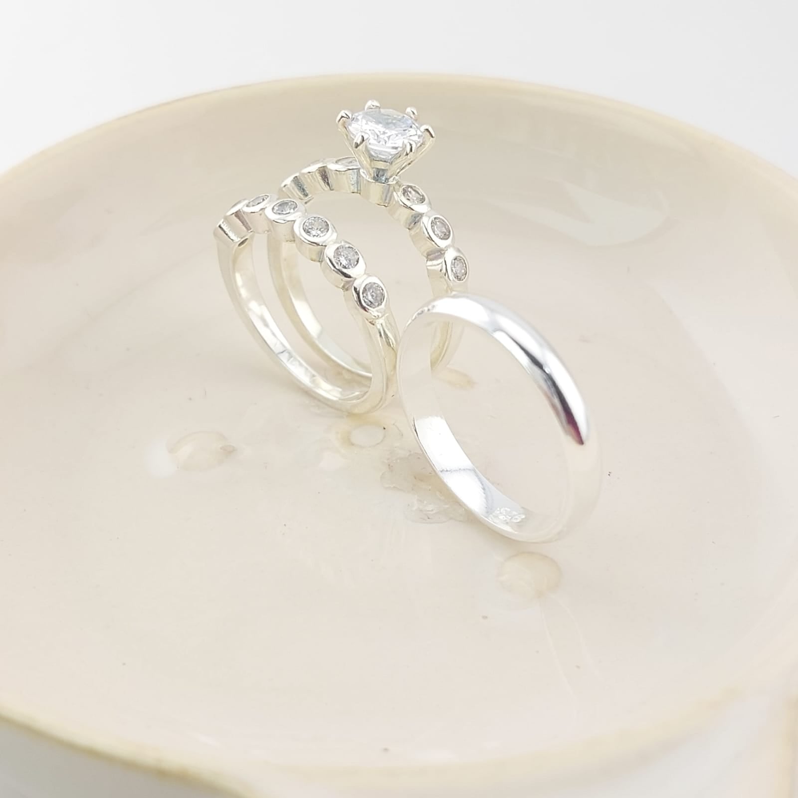 Anillos Trio Matrimonio Plata 925 15949