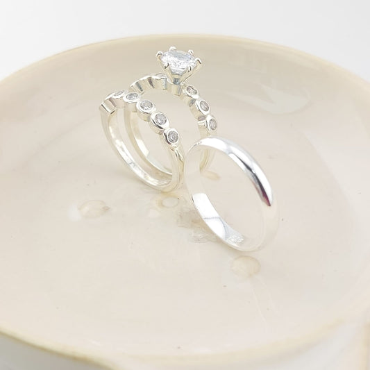 Anillos Trio Matrimonio Plata 925 15949