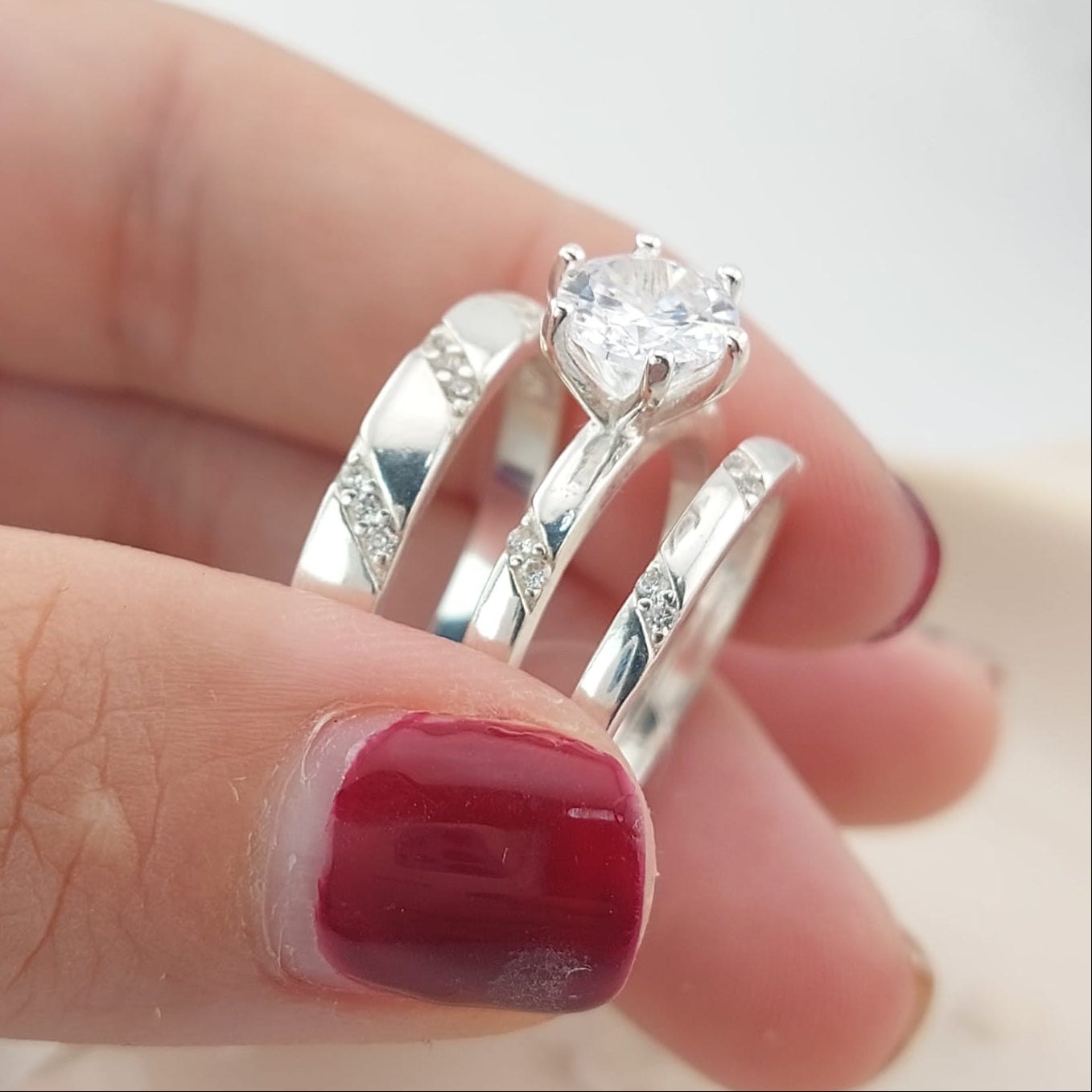 Anillos Tríos Matrimonio Plata 925 26251