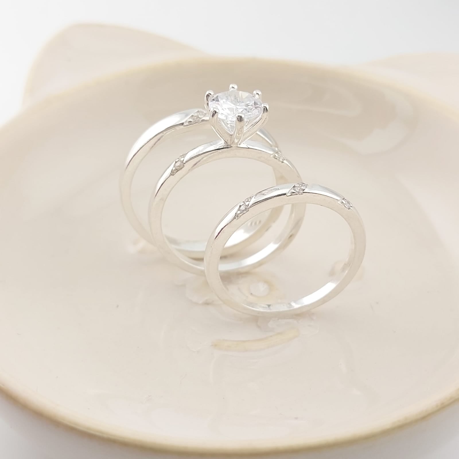 Anillos Tríos Matrimonio Plata 925 26251