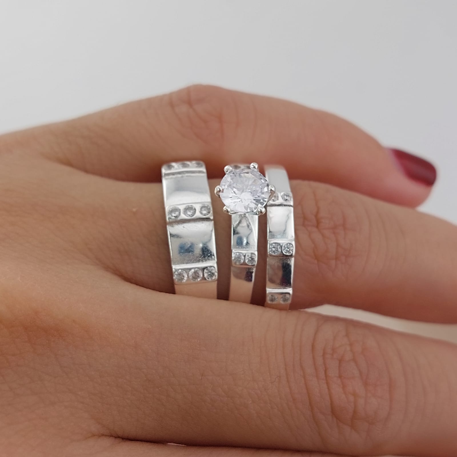 Anillos Tríos Matrimonio Plata 925 24744