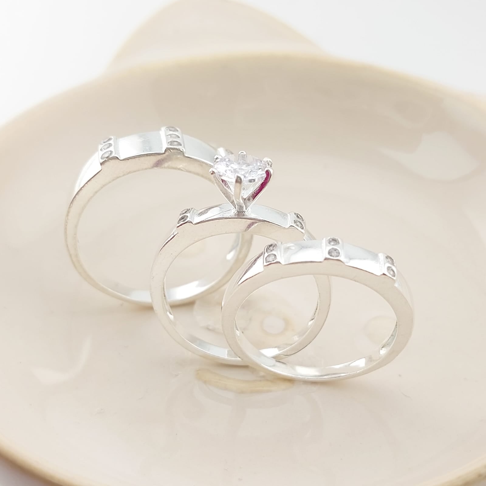 Anillos Tríos Matrimonio Plata 925 24744