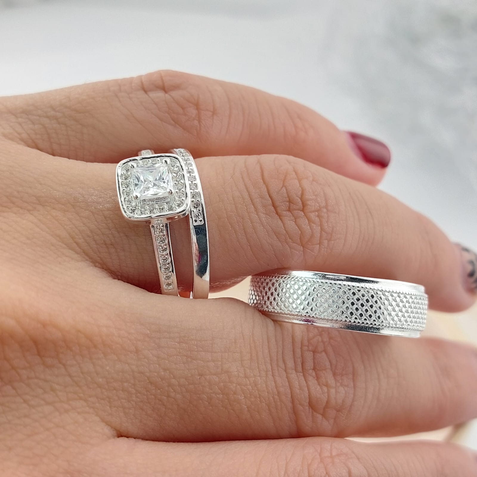 Anillos Tríos Matrimonio Plata 925 26812