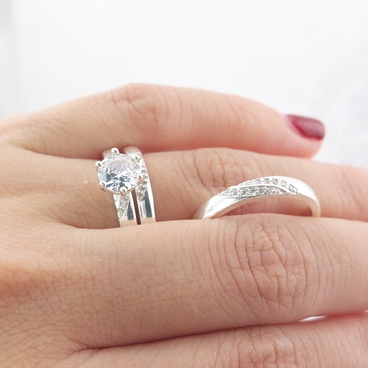 Anillos Tríos Matrimonio Plata 925 25661
