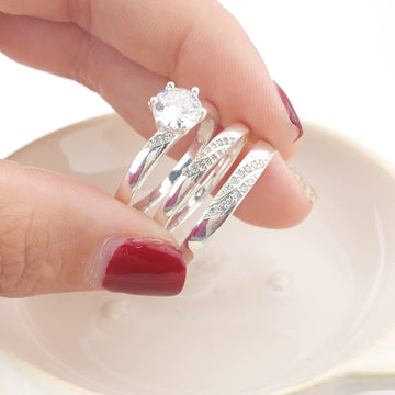 Anillos Tríos Matrimonio Plata 925 25661
