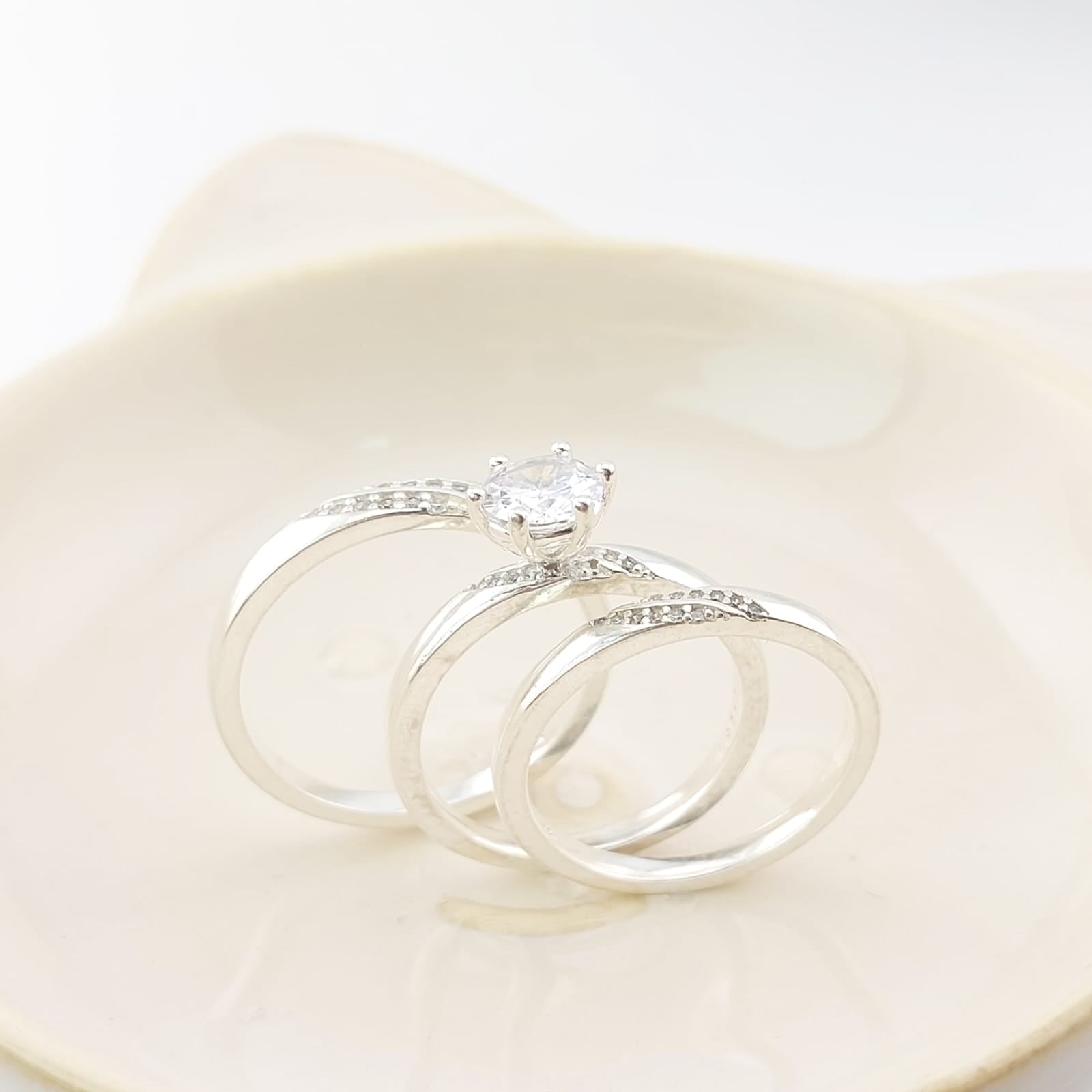 Anillos Tríos Matrimonio Plata 925 25661