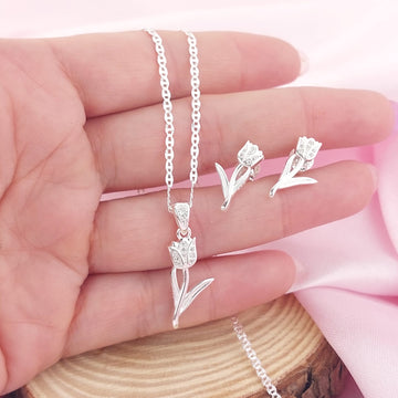 Juego Dama con Cadena Plata 925 25975