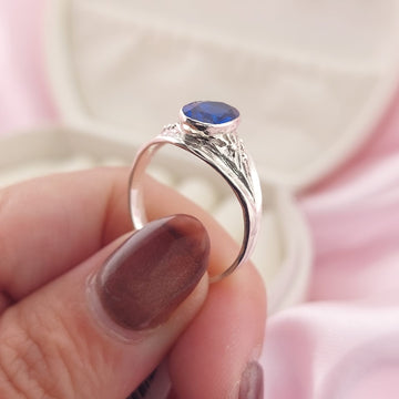 Anillo Graduación Liso Piedra 6x8mm Plata 925 27791
