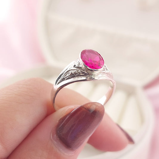 Anillo Graduación Liso Piedra 6x8mm Plata 925 27789