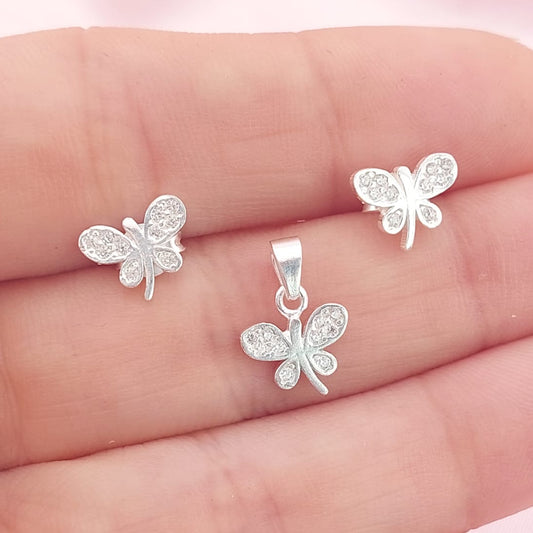 Juego Mariposa Dama Plata 925 27814