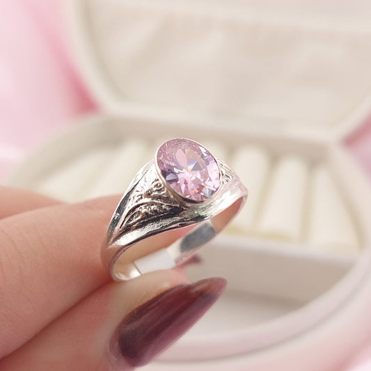 Anillo Graduación Liso Piedra 6x8mm Plata 925 27790