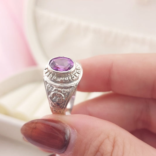 Anillo Graduación Piedra 6x8mm Plata 925 27794