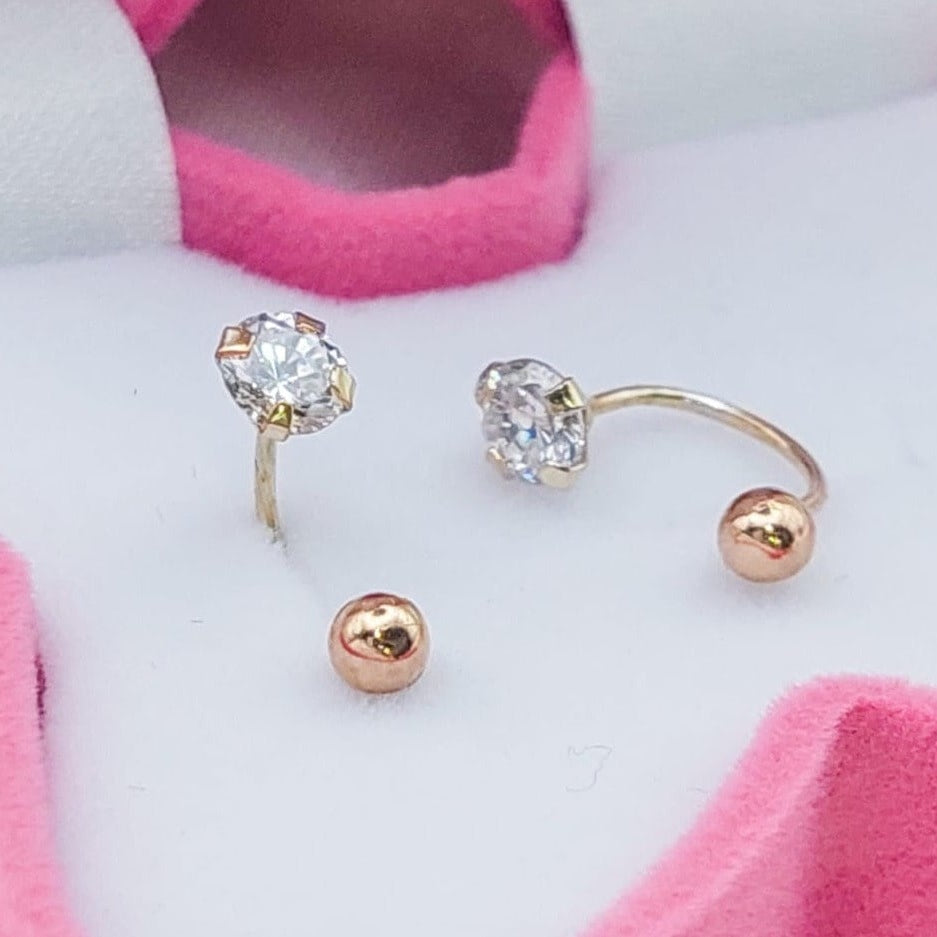 Dormilones Piedra Blanca Telefono 4mm Oro Nacional 10K 210000017824