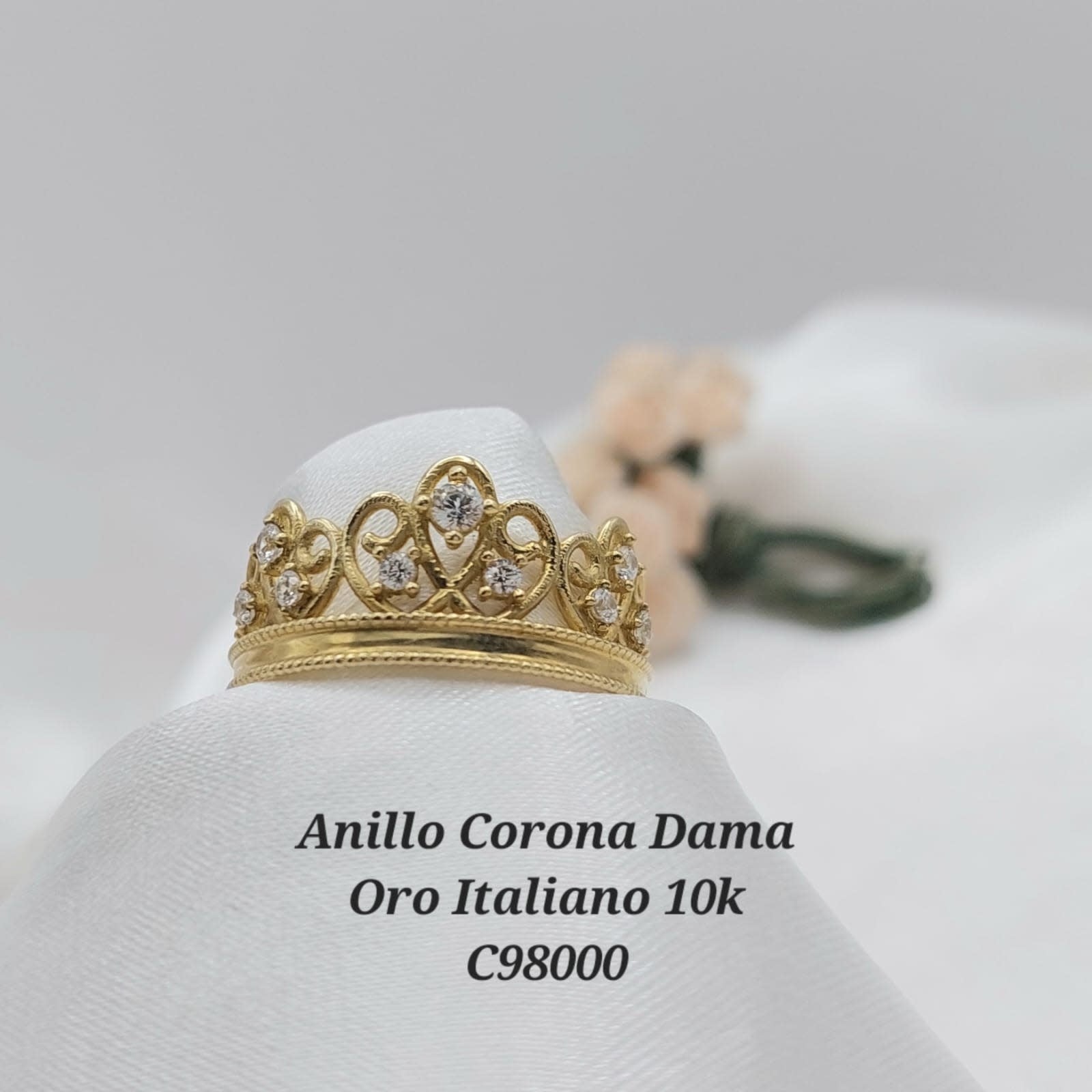 Anillo Corona Dama Oro 10k 2.8g Italia 210000020980