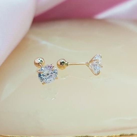 Dormilones piedra 5mm Blanco Oro Nacional 10K 210000016542