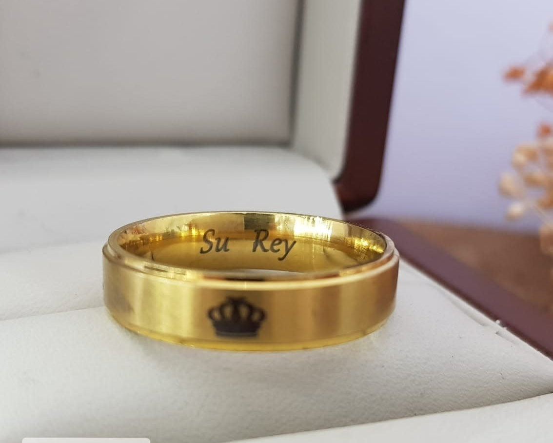 ANILLO ACERO SU REY REINA DORADO 210000000965