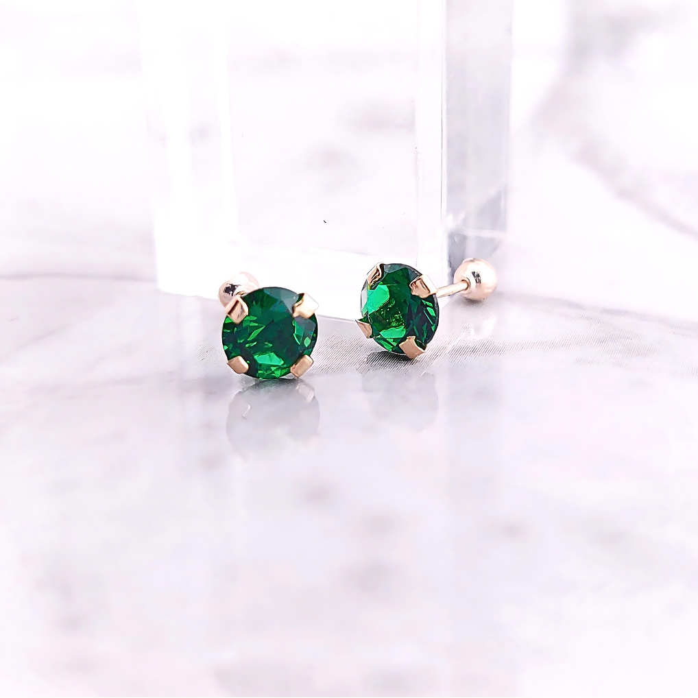 Dormilones Piedra 6mm Verde Oro Nacional 10K 210000020890