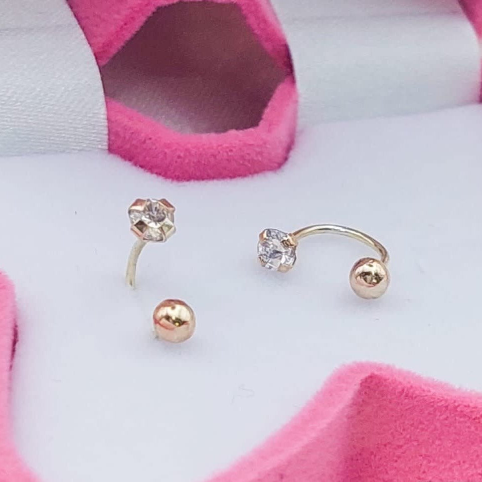 Dormilones Piedra Blanca Telefono 3mm Oro Nacional 10K 210000017822