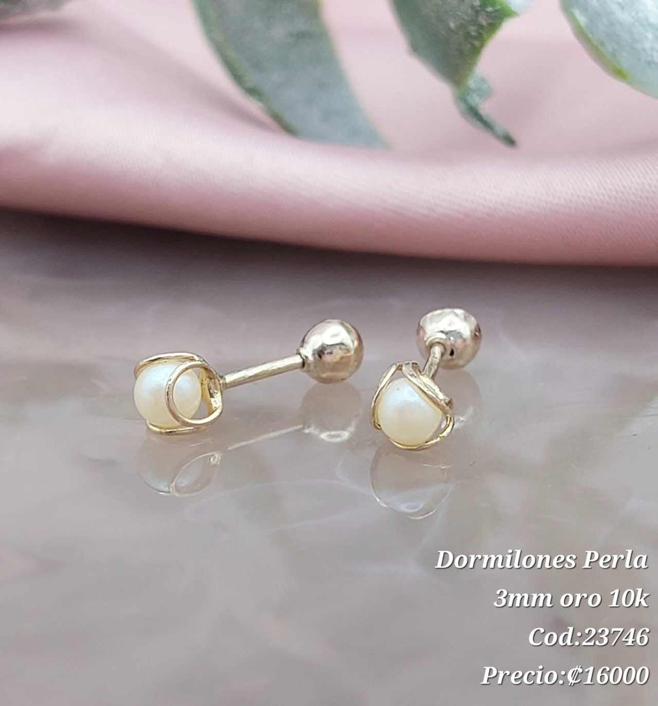 Dormilones Perla 3mm Oro Nacional 10K 210000023746