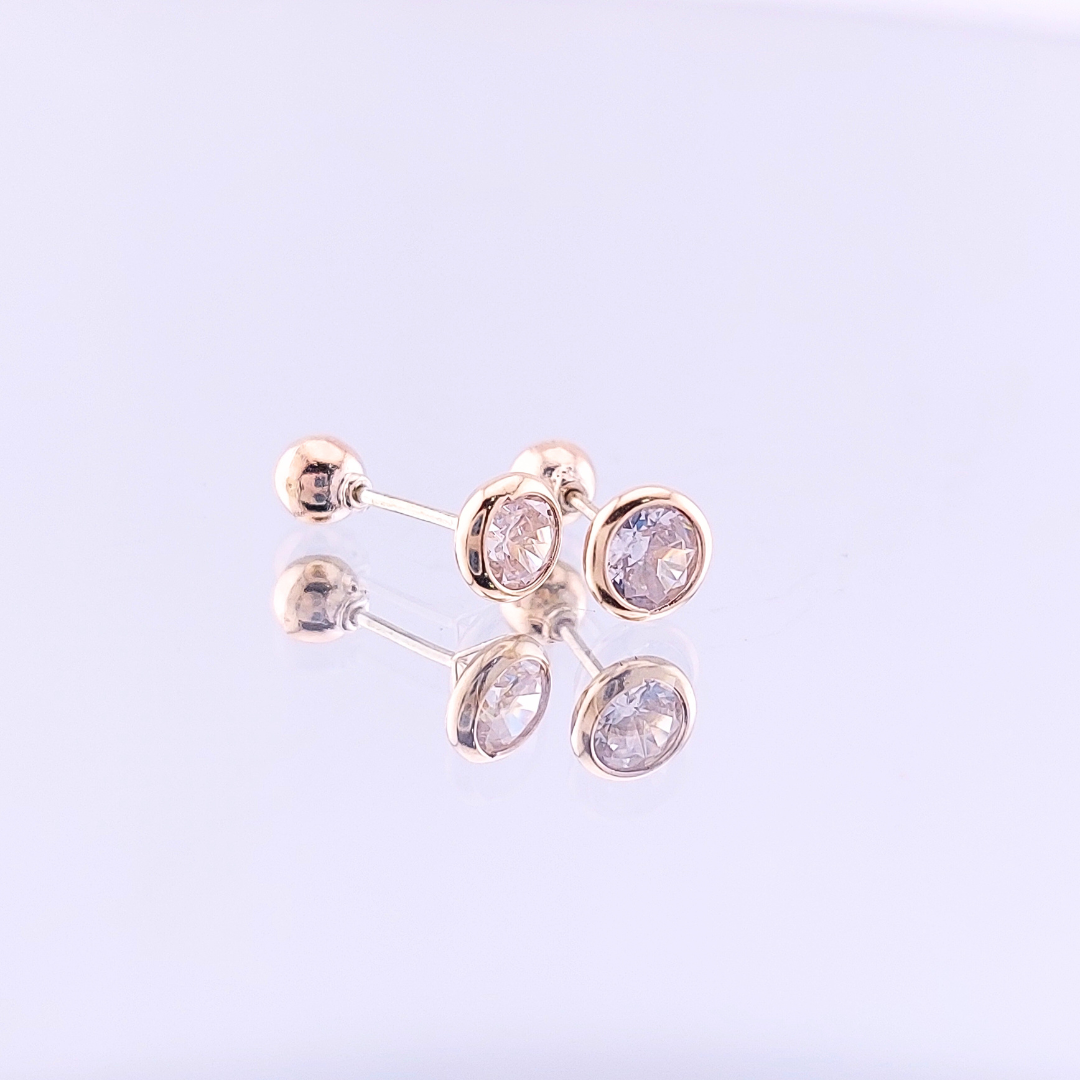 Dormilones Biselado Blanco 4mm Oro Nacional 10K 210000017814
