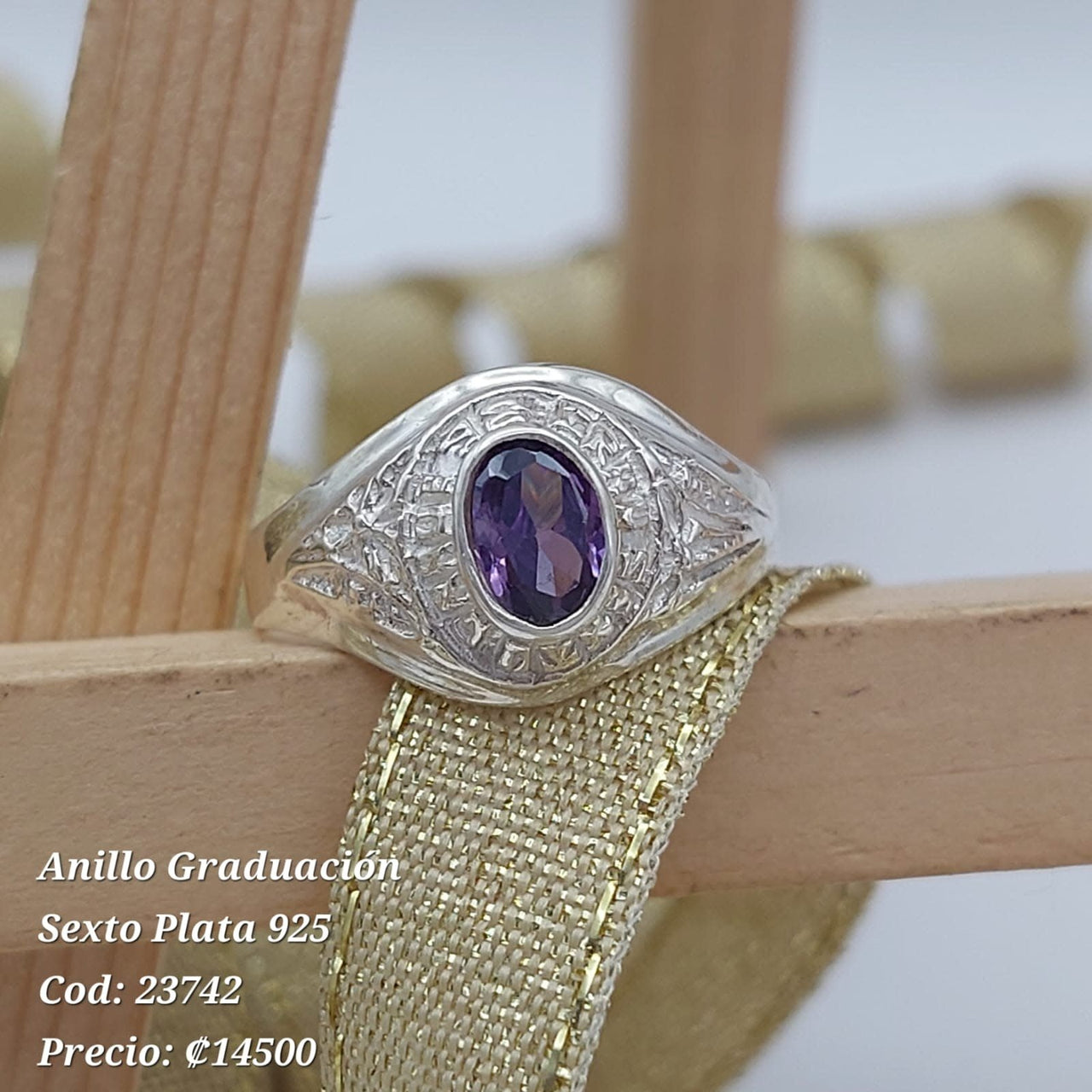 Anillo Graduación Morado Plata 925 210000023742