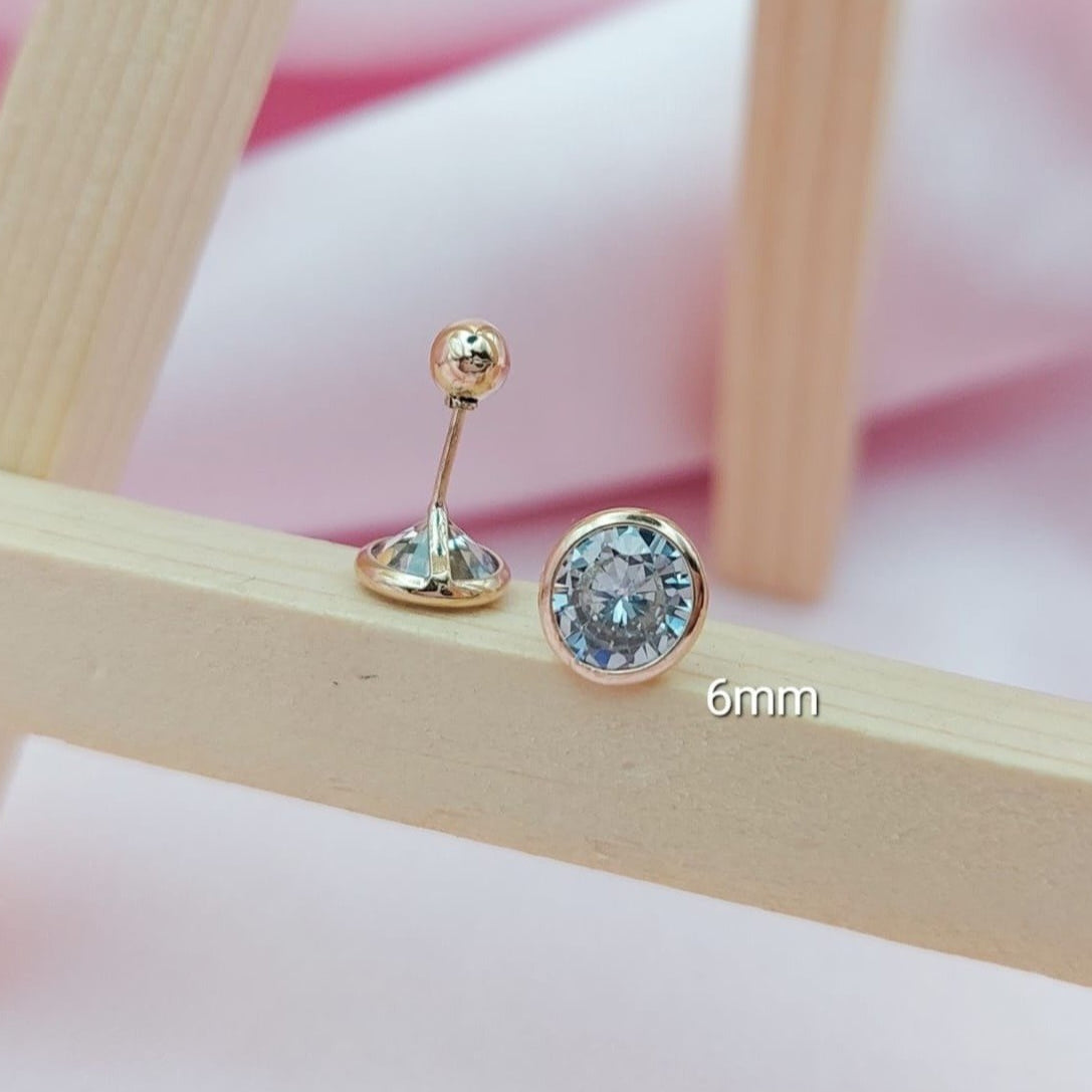 Dormilones Biselado blanco 6mm Oro Nacional 10K 210000017808